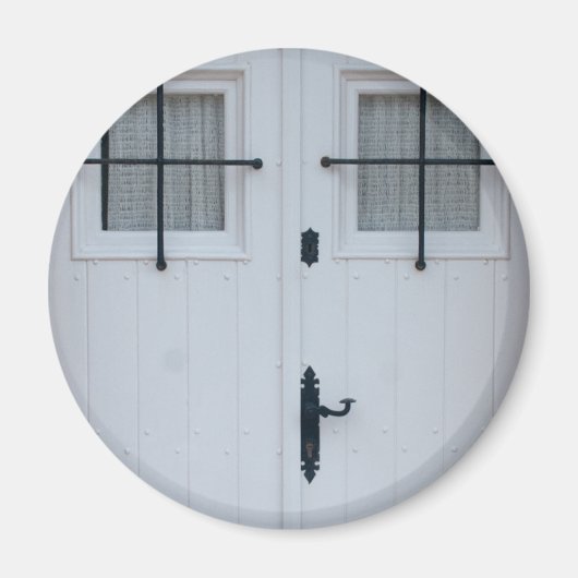 Aimant Porte En Bois Blanc Avec Bars En Fer Forgé Noir (Devant)