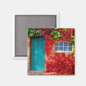 Aimant Porte Turquoise pittoresque avec feuilles d'automn (Recto/Verso)
