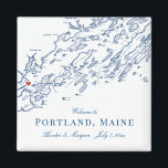 Aimant Portland Maine Carte Élégant Mariage Faveur<br><div class="desc">Commande rapide et facile ! Ces magnets Portland, Maine map sont parfaits pour accueillir vos invités hors de la ville avec des faveurs de sacs de bienvenue, ou les customiser pour votre mariage. Parfait pour les mariages à Brick South ou Portland Ocean Gateway. Déplacez le coeur en cliquant sur "Editer...</div>