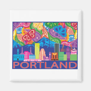 Aimant Portland OU et dessin abstrait coloré de capot de