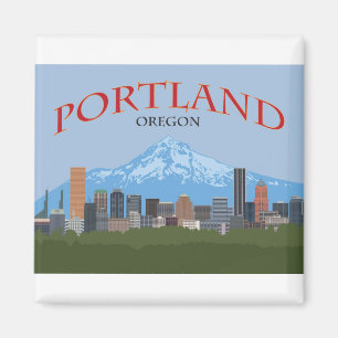 Aimant Portland OU le centre-ville skyline avec Mt Hood