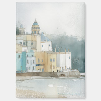 Aimant Portmeirion pastel, Pays de Galles à l'aquarelle
