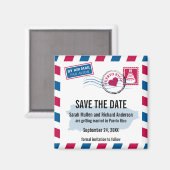 Aimant Porto Rico Air Mail Wedding Enregistrer la date (Recto/Verso)