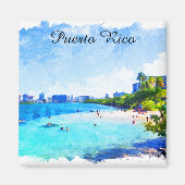 Aimant Porto Rico Tropical Watercolor Painting Caraïbes (Devant)