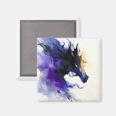 Aimant Portrait abstrait aquarelle cheval noir (Recto/Verso)