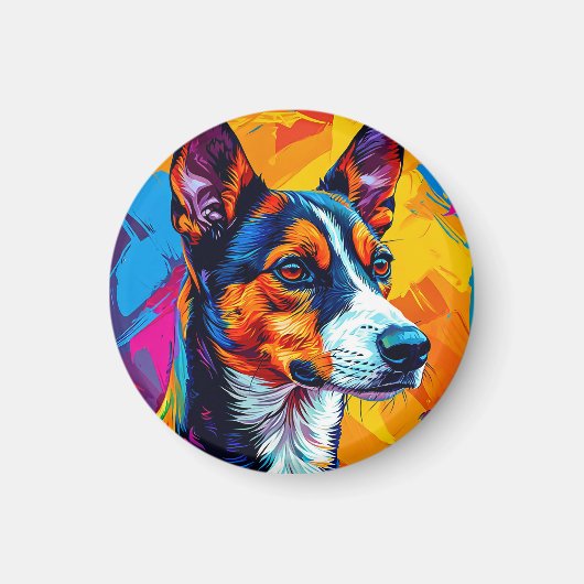 Aimant Portrait abstrait de chien Basenji (Devant)