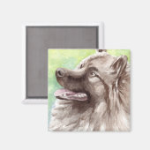 Aimant Portrait aquarelle de Keeshond (Recto/Verso)