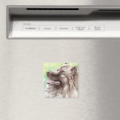 Aimant Portrait aquarelle de Keeshond (In Situ (Lave-vaisselle))