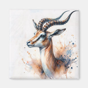 Aimant Portrait d'aquarelle Gazelle Head