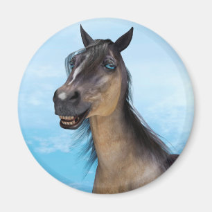 Aimant Portrait d'art humoristique de cheval souriant