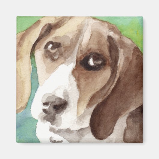 Aimant Portrait de Beagle à l'aquarelle (Devant)
