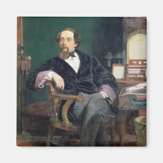 Aimant Portrait de Charles Dickens (huile sur toile) (Devant)