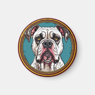 Aimant Portrait de chien avec fond inspiré de la mosaïque