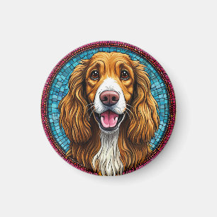 Aimant Portrait de chien avec fond inspiré de la mosaïque