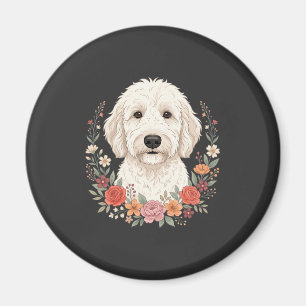 Aimant Portrait de chien floral Couronne botanique