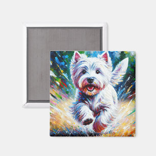 Aimant Portrait de chien West Highland White Terrier « We