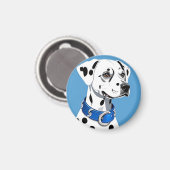 Aimant Portrait de Dalmatien avec collier bleu (Recto/Verso)