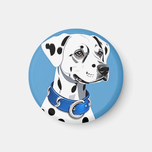 Aimant Portrait de Dalmatien avec collier bleu (Devant)