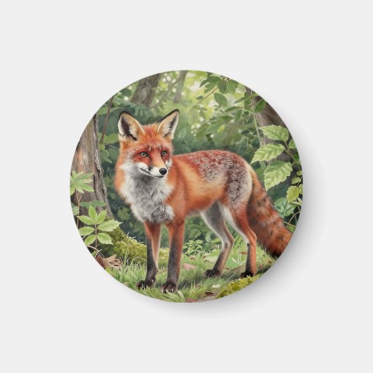 Aimant Portrait de faune forestière du renard roux (Devant)