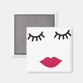 Aimant Portrait de fille douce Lash et Red Lip (Recto/Verso)
