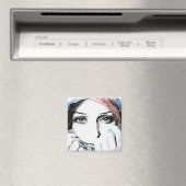 Aimant Portrait de fille Joli yeux aquarelle peinture art (In Situ (Lave-vaisselle))