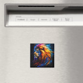 Aimant Portrait de lion abstrait de faune cosmique (In Situ (Lave-vaisselle))