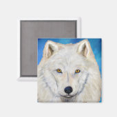Aimant Portrait de loup blanc (Recto/Verso)