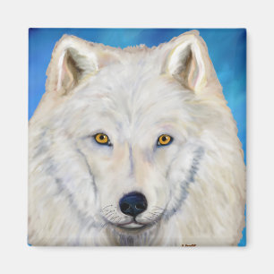 Aimant Portrait de Loup Blanc