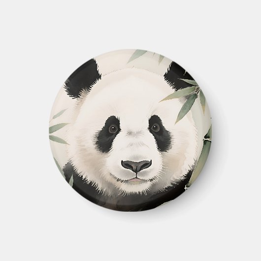 Aimant Portrait de Panda Géant en Bambou (Devant)