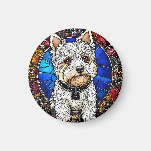 Aimant Portrait de Terrier Blanc Chien (Devant)