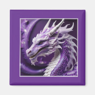 Aimant Portrait D'Imaginaire D'Un Dragon Violet Et Blanc