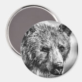 Aimant Portrait d'ours grizzli (Recto/Verso)