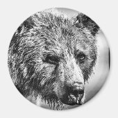 Aimant Portrait d'ours grizzli (Devant)