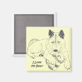 Aimant portrait du mignon chien akita avec ours en peluch (Recto/Verso)