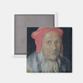 Aimant Portrait d'un homme à poils dans un Casquette roug (Recto/Verso)