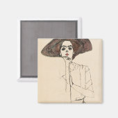 Aimant Portrait d'une femme (1910) par Egon Schiele. (Recto/Verso)