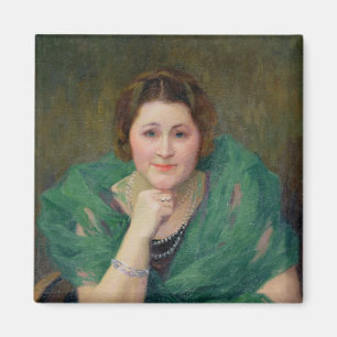 Aimant Portrait d'une femme russe avec une écharpe verte