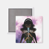 Aimant Portrait d'une femme tenant un micro (Recto/Verso)