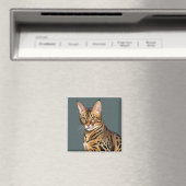 Aimant Portrait dynamique de chat Bengale avec points dis (In Situ (Lave-vaisselle))