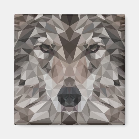 Aimant Portrait géométrique Wolf Lone (Devant)
