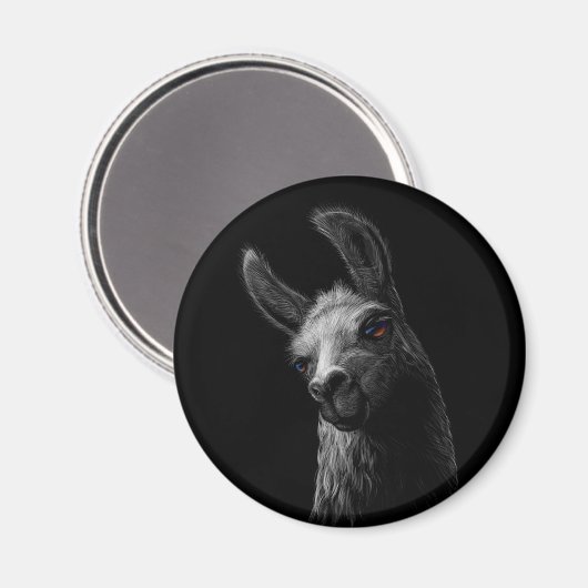 Aimant Portrait Head Cute Llama avec un Arrière - plan no (Recto/Verso)