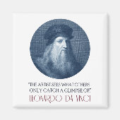 Aimant Portrait Leonardo da Vinci avec devis (Devant)