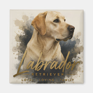 Aimant Portrait Moderne de Labrador Retriever Jaune Fidèl