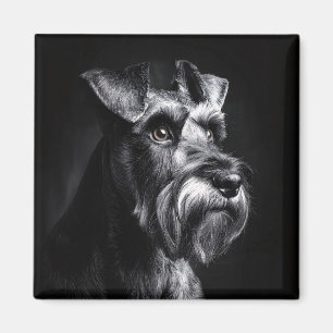 Aimant Portrait monochrome de Schnauzer