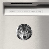 Aimant Portrait noir et blanc Wolf (In Situ (Lave-vaisselle))