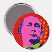Aimant Portrait Pop Art de Poutine rose (Recto/Verso)