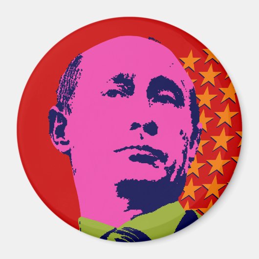 Aimant Portrait Pop Art de Poutine rose (Devant)