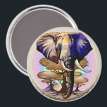 Aimant Portrait surréaliste de l'éléphant africain<br><div class="desc">Eléphant surréaliste d'Afrique,  vie sauvage Animal symbolique,  avec Acacia Trees,  et la montagne du Kilimandjaro sur l'Arrière - plan,  Pastel Colours Arrière - plan. Illustration vectorielle originale Copyright BluedarkArt TheChameleonArt.</div>