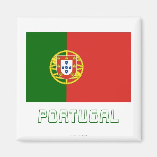 Aimant Portugal Drapeau avec nom (Devant)