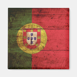 Aimant Portugal Drapeau sur le vieux grain de bois